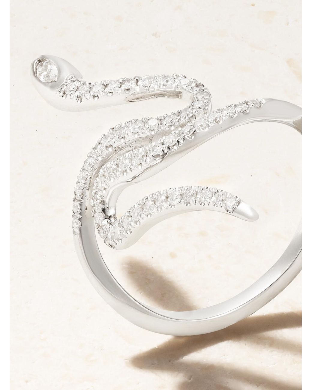 Ileana Makri Natural Queen Curled Snake 18-Karat Diamond Ring