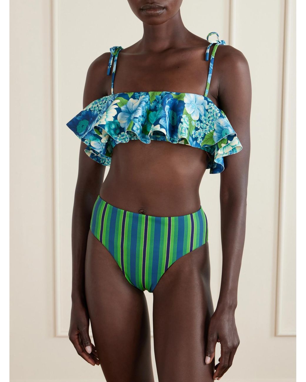 ALÉMAIS Blue Margo Striped Bikini Brief
