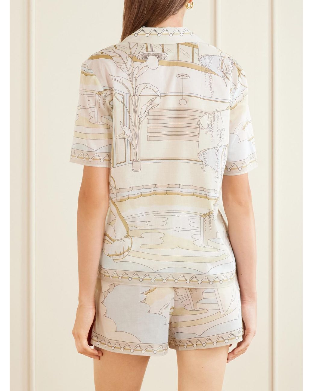 Tory Burch White Printed Cotton-Voile Shirt