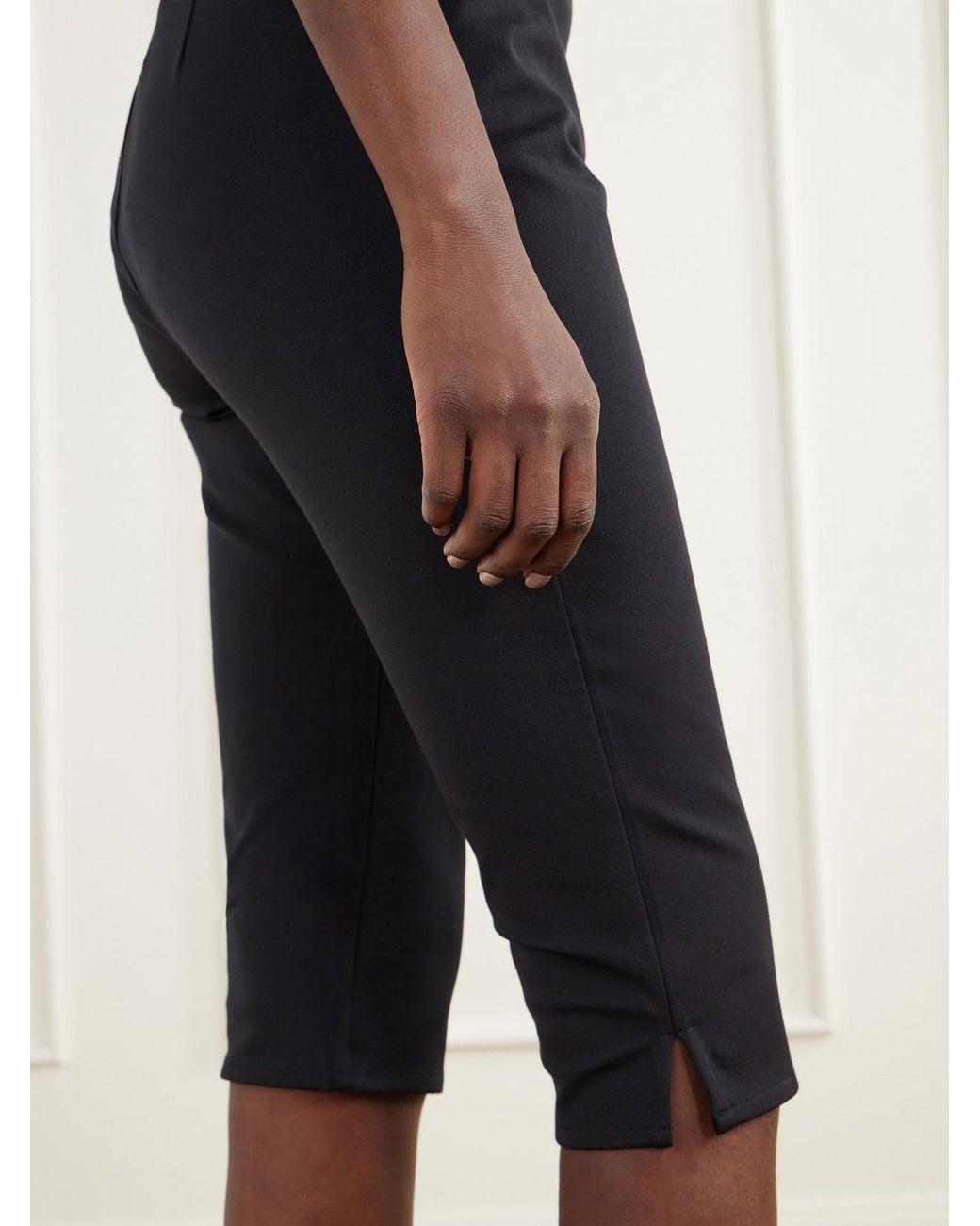 Posse Blue Mina Stretch Cotton-Velvet Slim-Leg Capri Pants