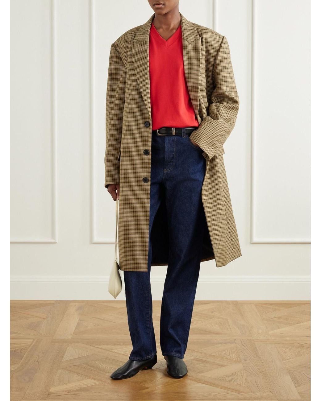 Tibi Natural Checked Twill Coat
