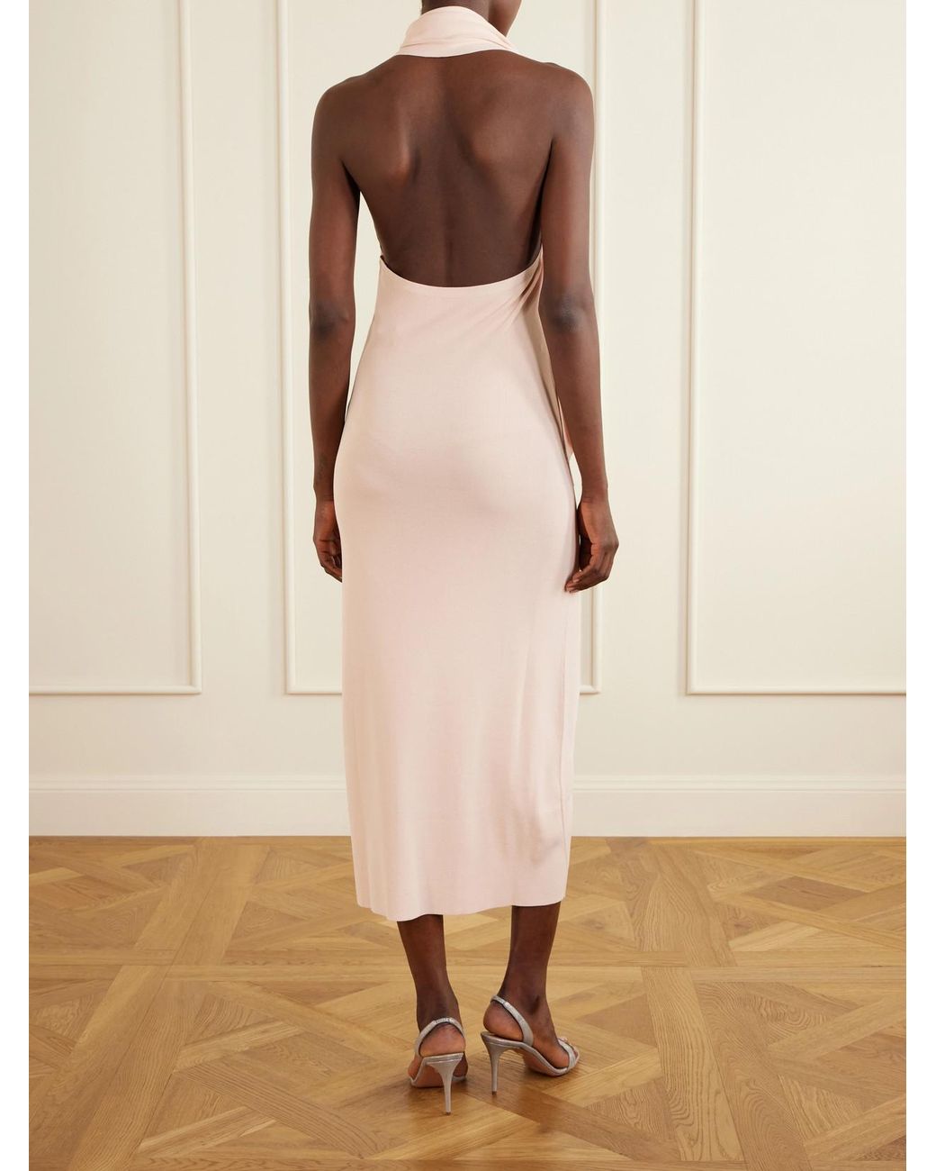 Altuzarra Natural Mitchell Tie-Detailed Jersey Midi Dress