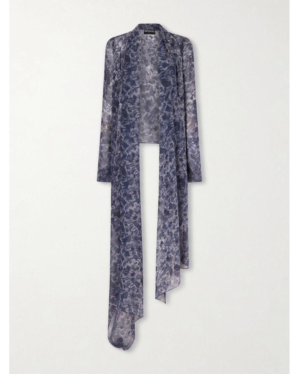 Cortana Blue Meena Printed Silk-Chiffon Blouse