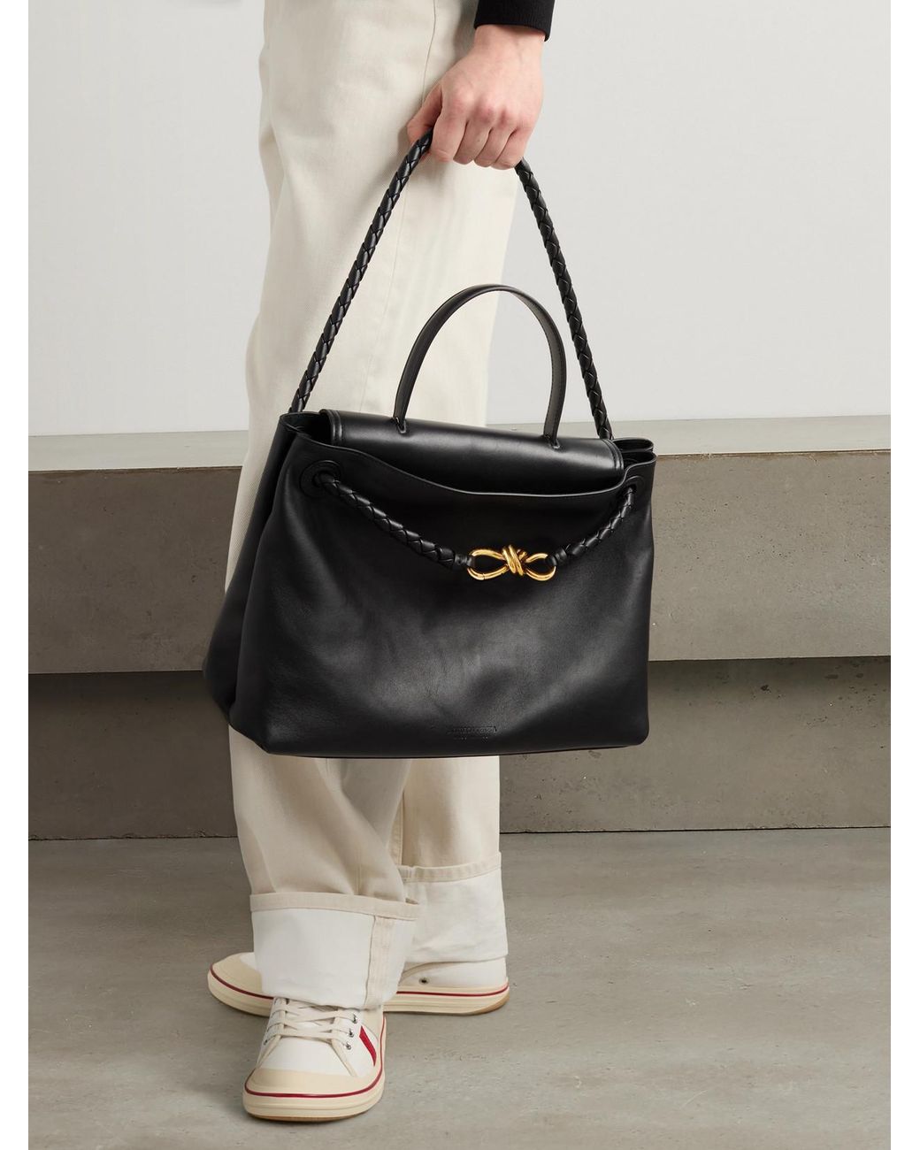 Bottega Veneta Black Ciao Ciao Medium Intrecciato Leather Tote