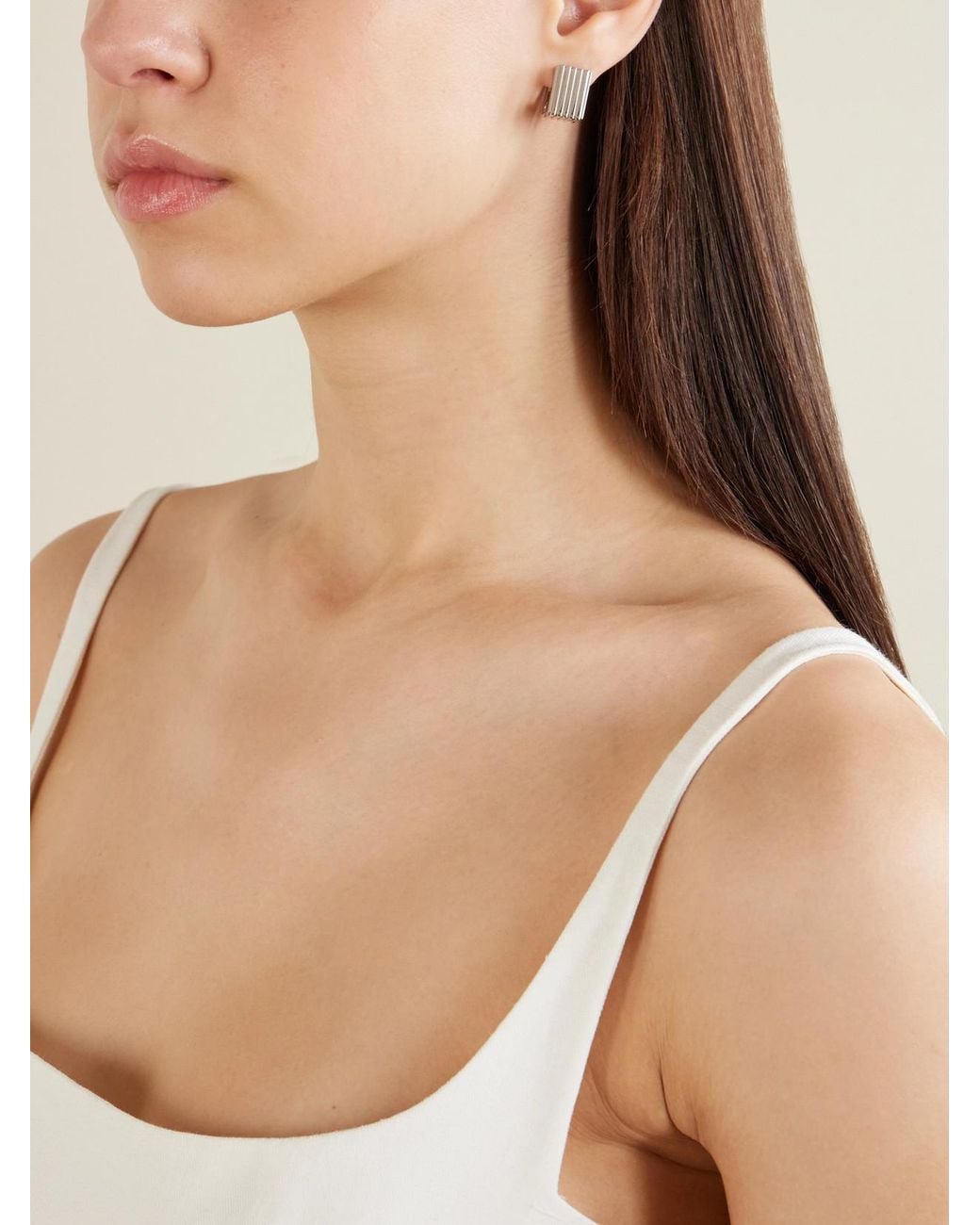 Khaite Metallic Empire Small-Tone Hoop Earrings