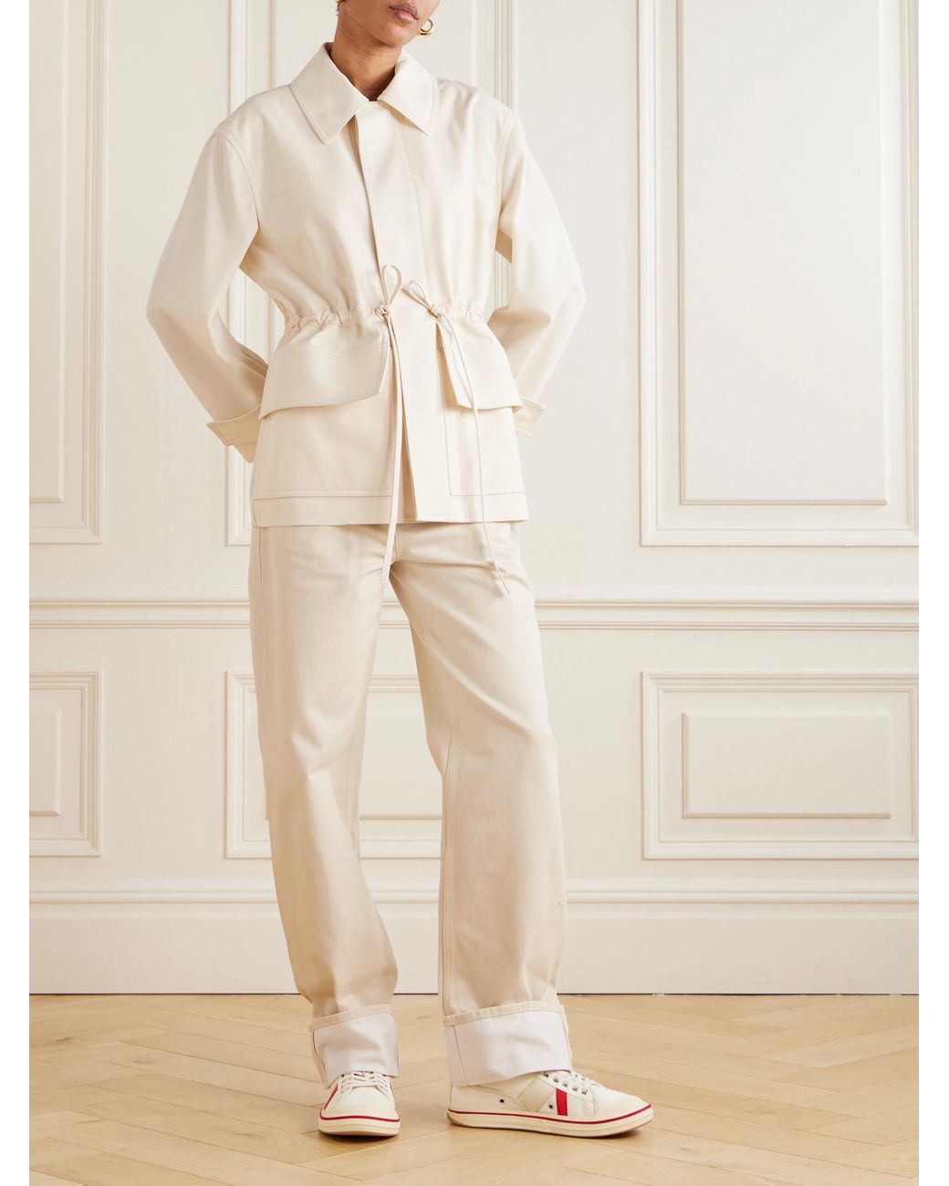 Bottega Veneta Natural Leather-Trimmed Cotton-Twill Jacket