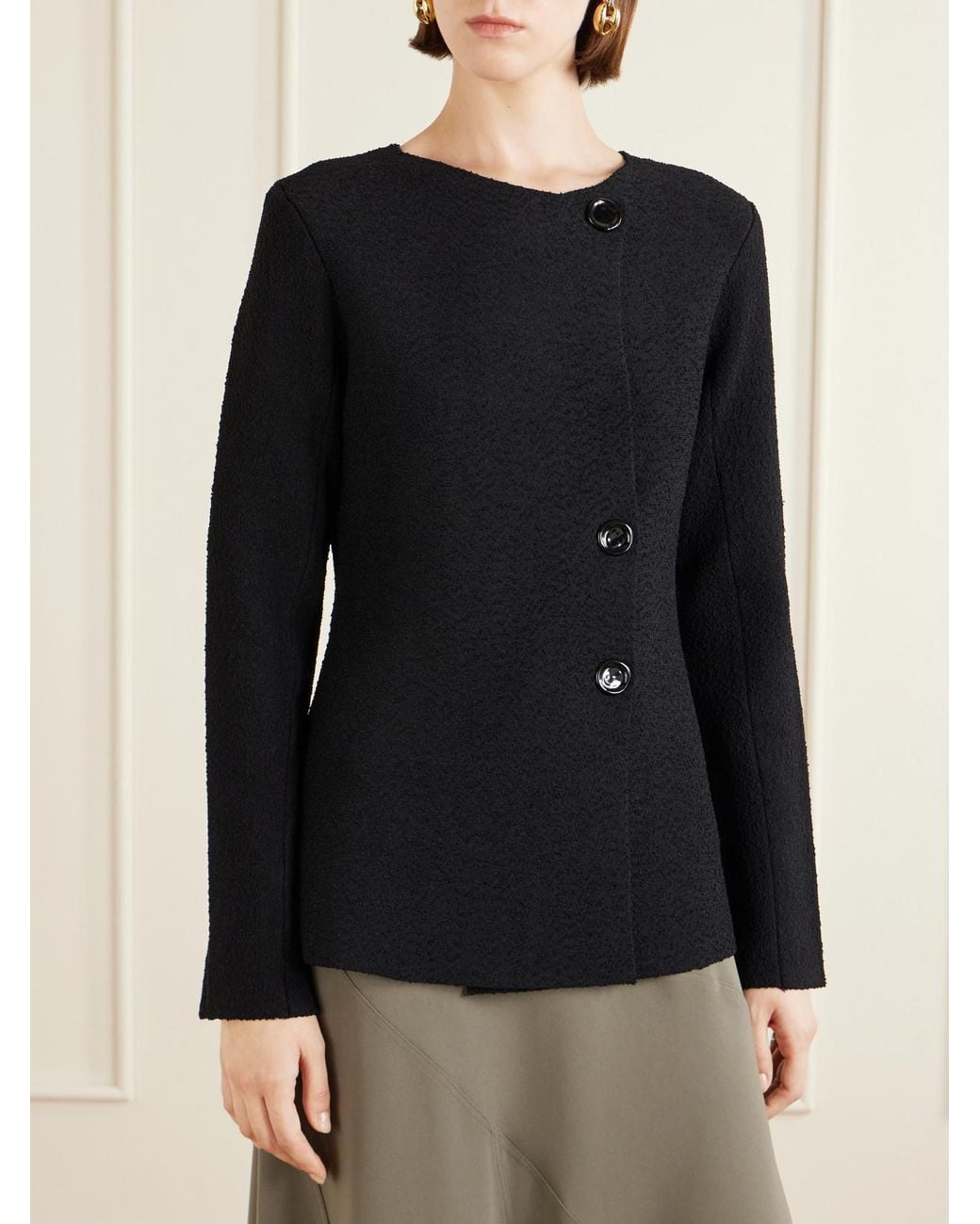 Proenza Schouler Black Sukki Draped Bouclé Jacket