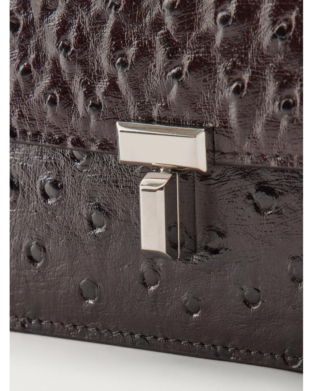 Totême Red T-Lock Ostrich-Effect Leather Shoulder Bag