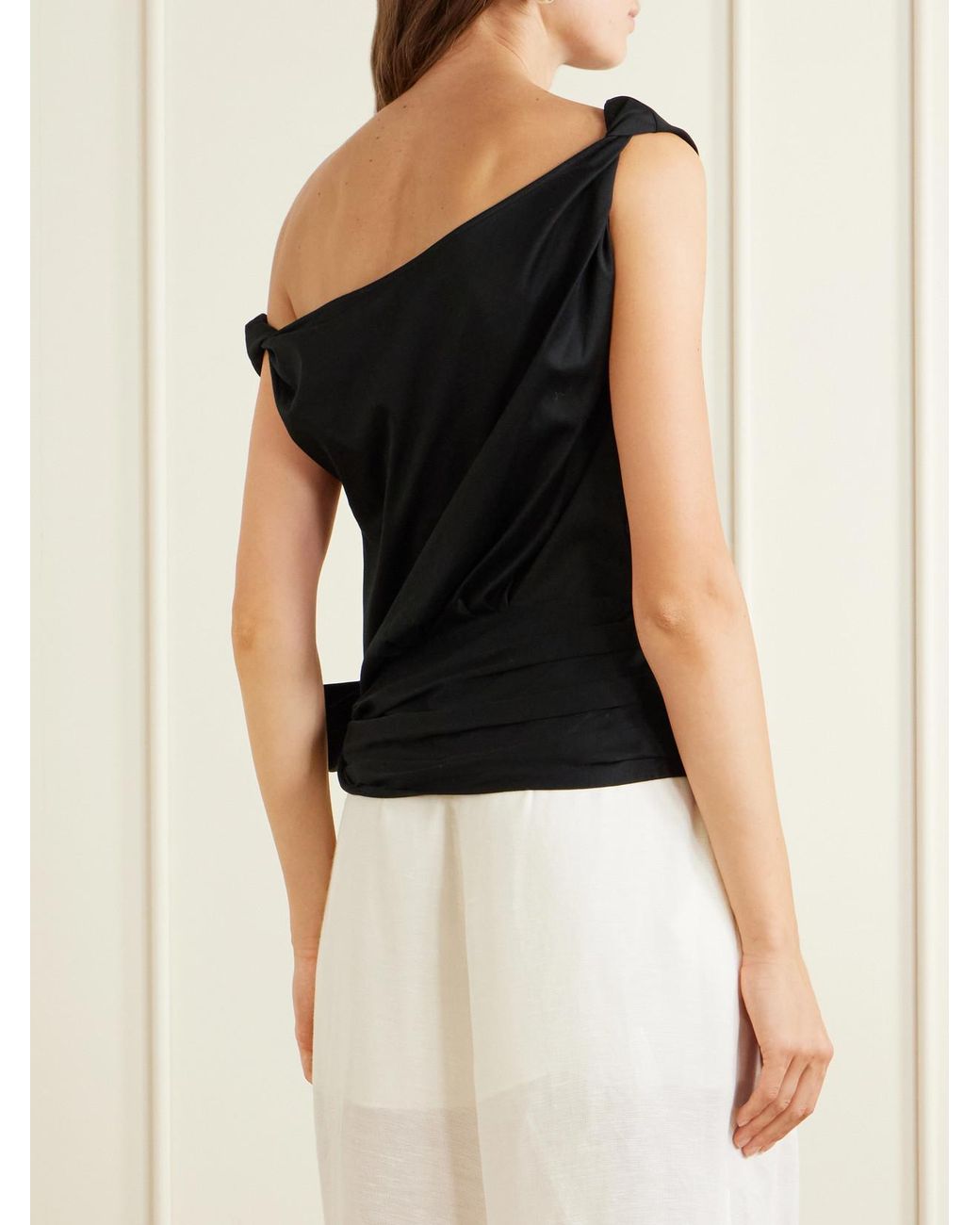 Proenza Schouler Black Zafira Bow-Detail Cotton-Jersey Blouse