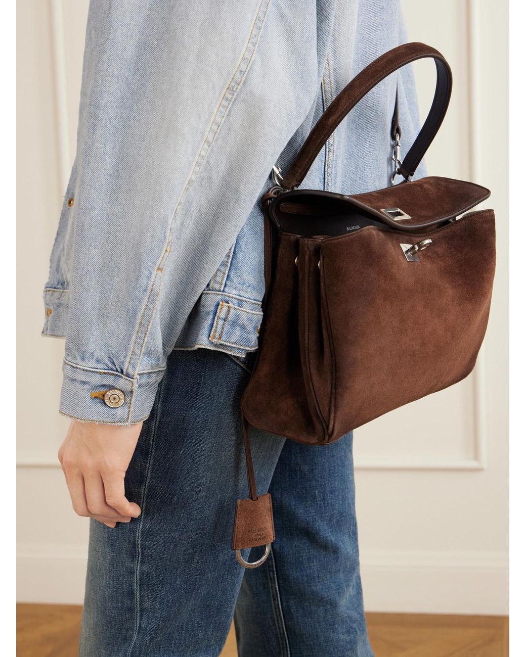 Balenciaga Brown Rodeo Small Suede Top-Handle Bag