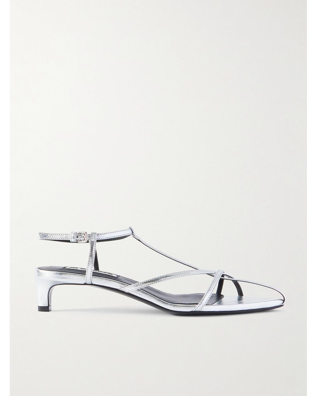 Jil Sander White Metallic Leather Sandals