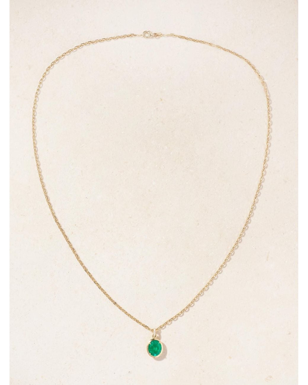 Anita Ko Natural 18-Karat- Emerald And Diamond Necklace