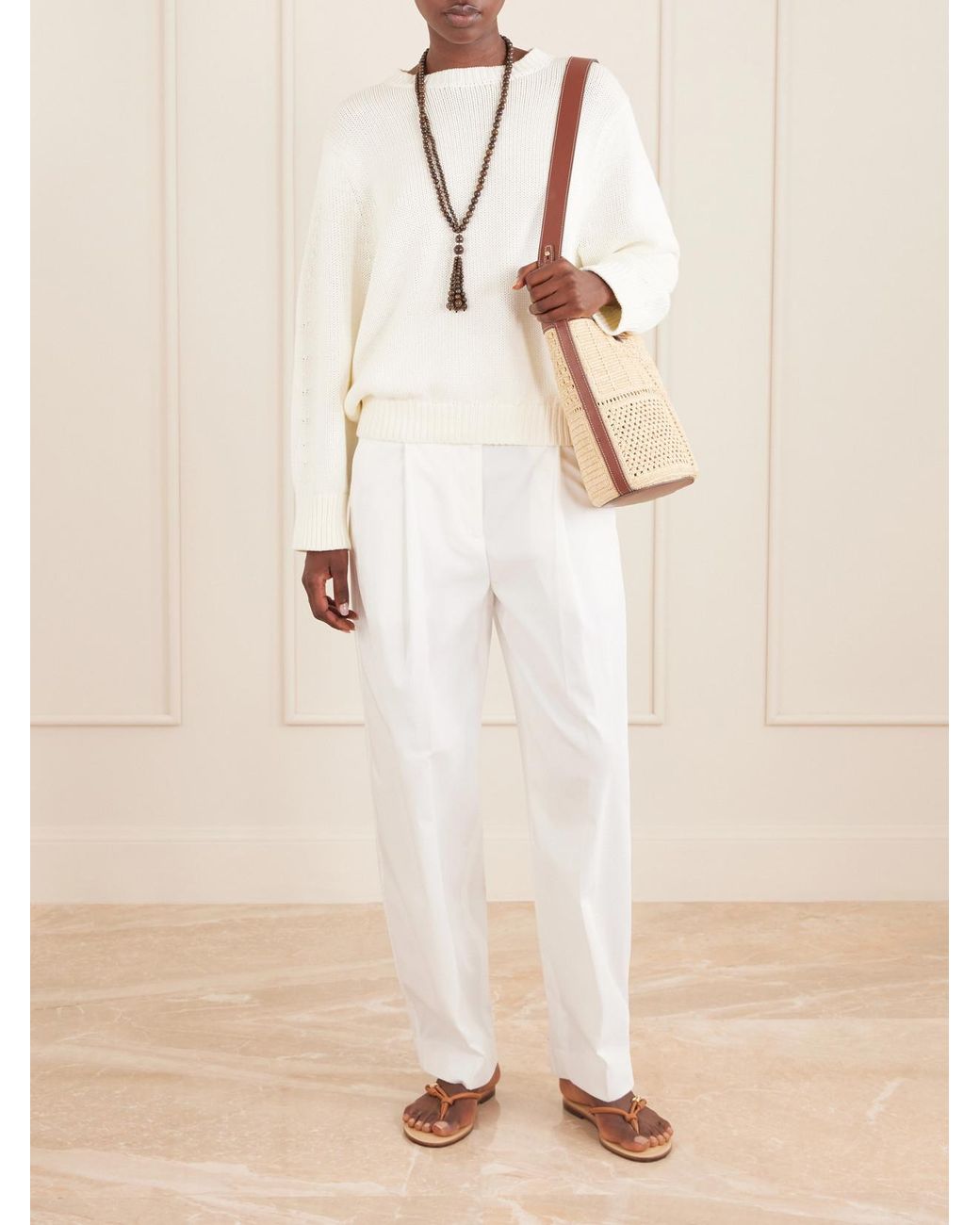 Anya Hindmarch Natural Leather-Trimmed Raffia Crossbody Bag