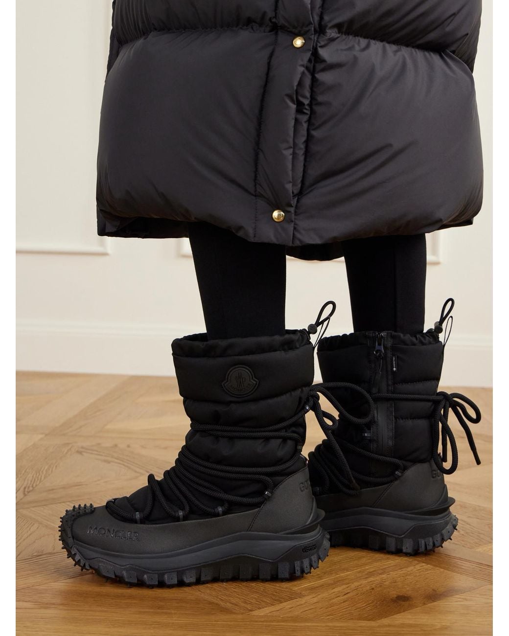 Moncler Black Trailgrip Apres Quilted Shell Ankle Boots