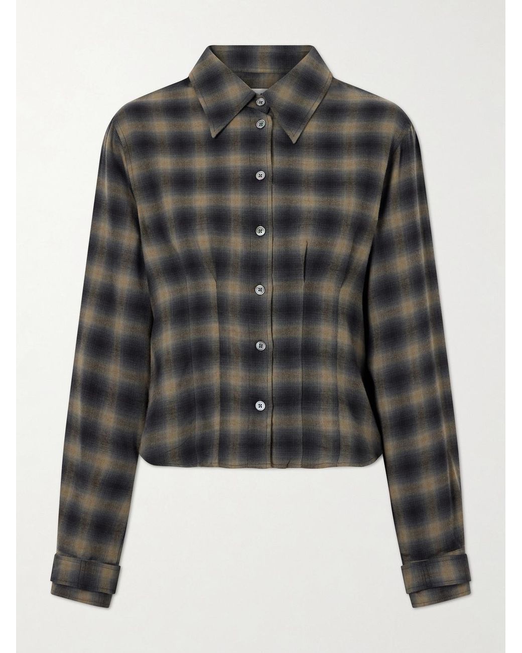 Our Legacy Black Envelop Checked Cotton And Wool-Blend Shirt