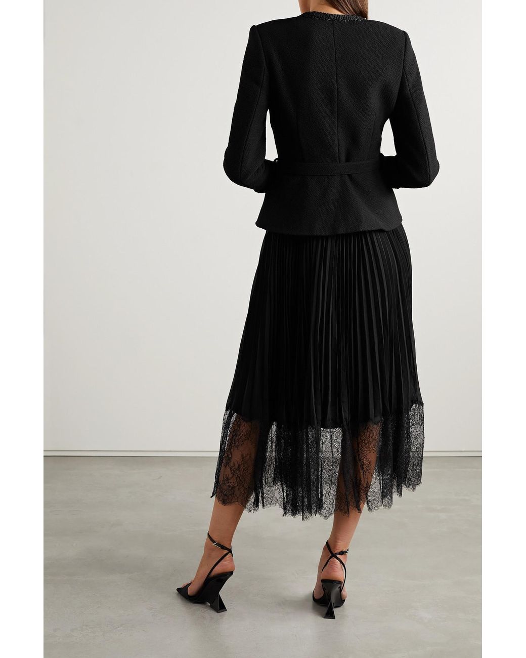 Self-Portrait Jacket Pleated Midi-dress in Black | Lyst UK
