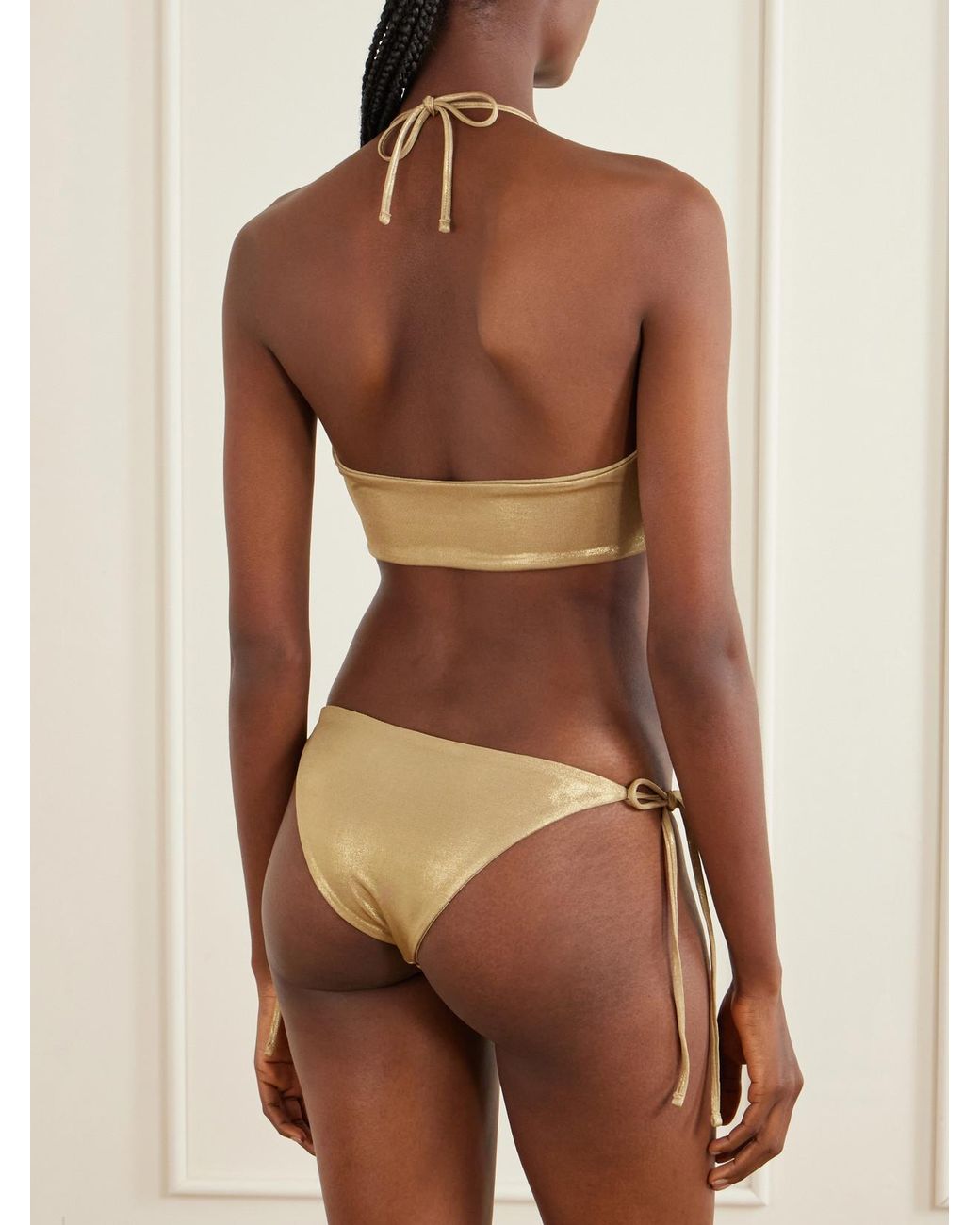 SARA CRISTINA Natural Bahia Pearl-Embellished Bikini