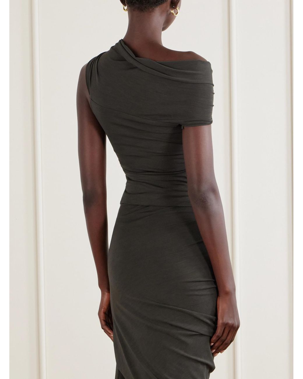 Cortana Black Myia Asymmetrical Crepe Blouse