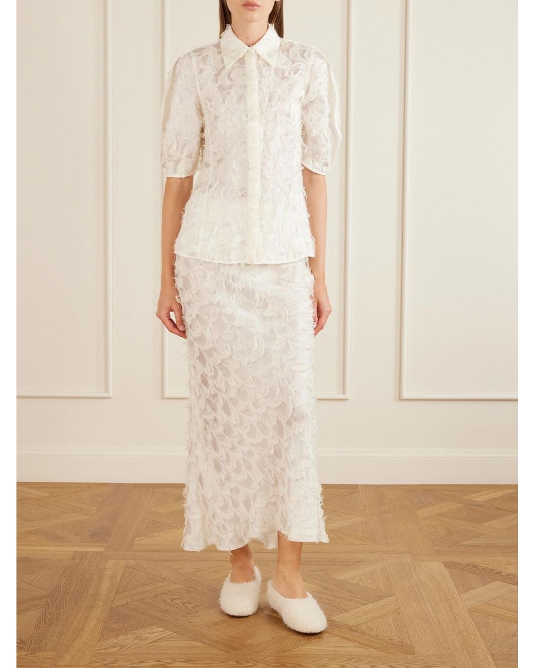Gabriela Hearst White Frei Fil Coupè Silk And Wool-Blend Maxi Skirt