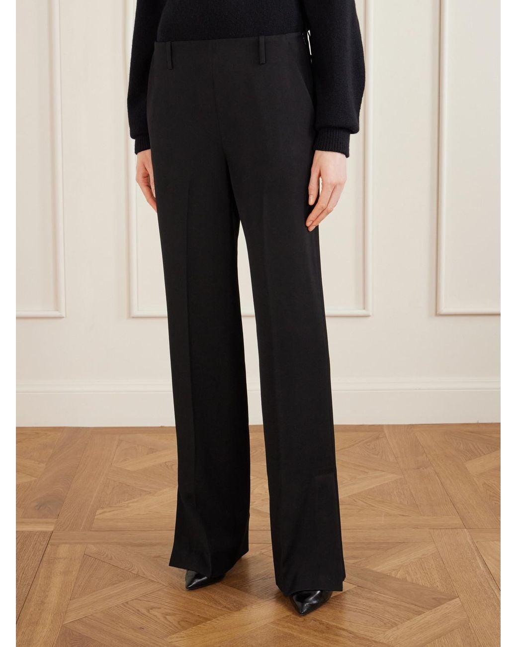 Khaite Blue Grenare Wool Straight-Leg Pants