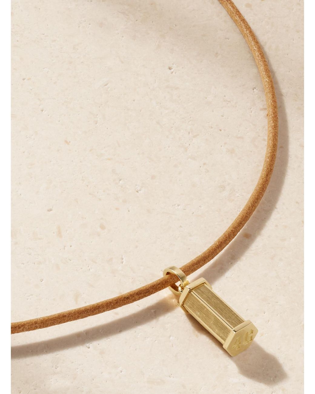 Marie Lichtenberg Natural Micro Weight 18-Karat And Leather Necklace