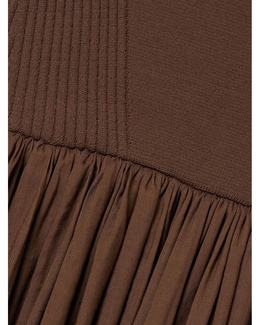 La Ligne Stretch-Knit And Gathered Linen-Blend Midi Dress in Brown | Lyst La Ligne Stretch-Knit And Gathered Linen-Blend Midi Dress in Brown | Lyst