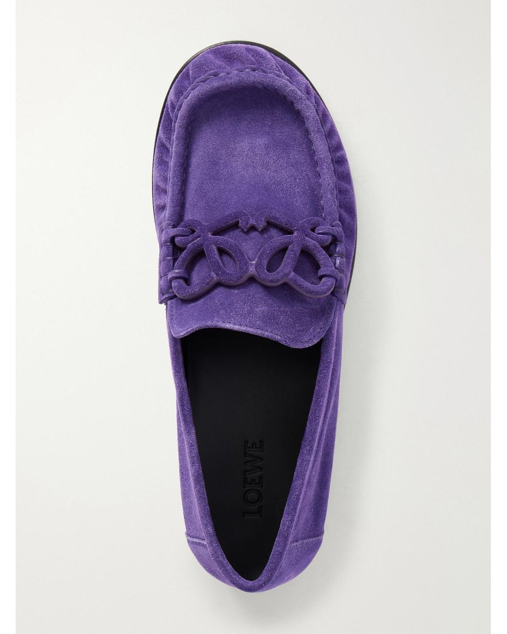 Loewe Purple Double L Suede Loafers