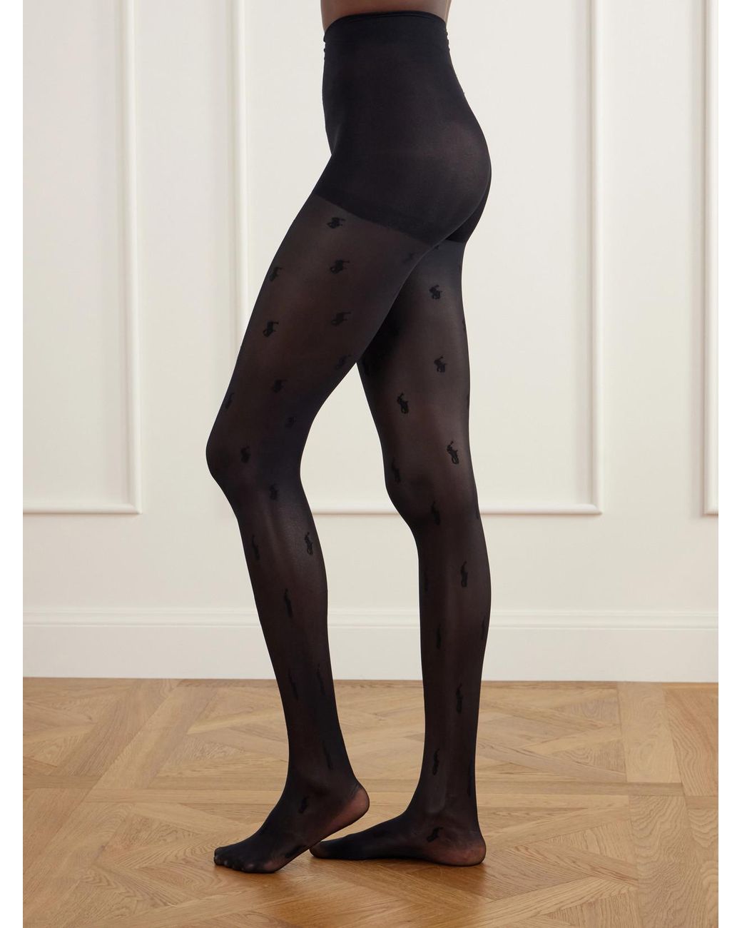 Polo Ralph Lauren Blue Logo-Jacquard Stretch-Knit Tights