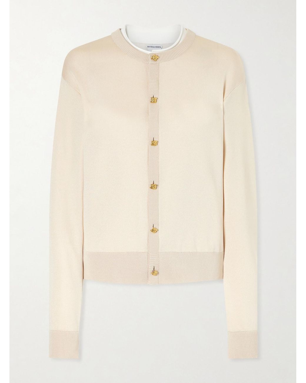 Bottega Veneta Natural Knitted Silk Cardigan