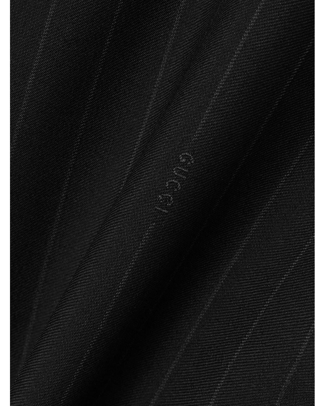 Gucci Black Pinstriped Wool-Twill Wide-Leg Pants