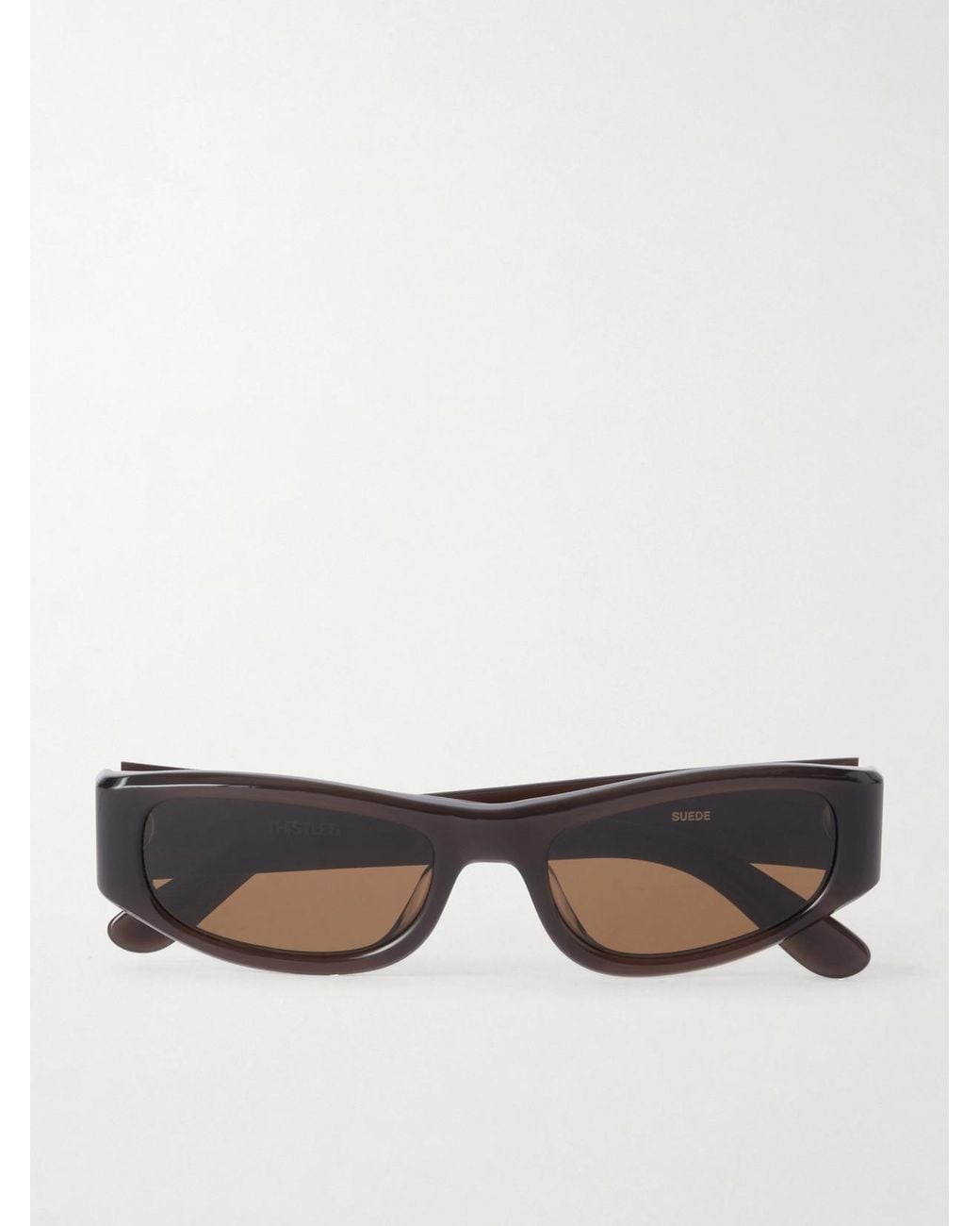 THISTLES Brown The Suede Square-Frame Acetate Sunglasses