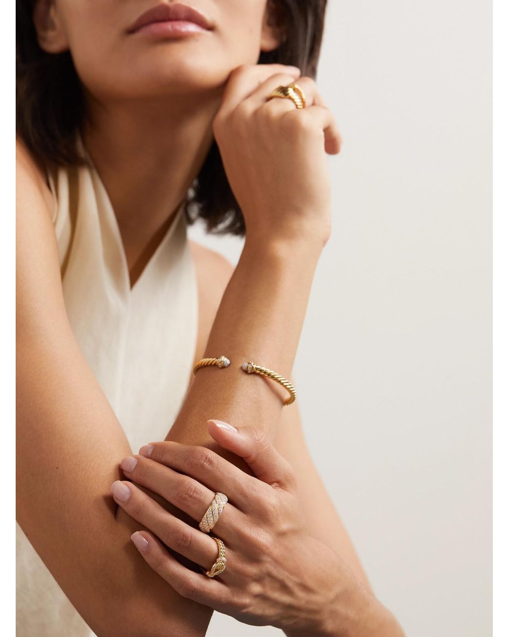 David Yurman Natural Sculpted Cable Band 18-Karat Diamond Ring
