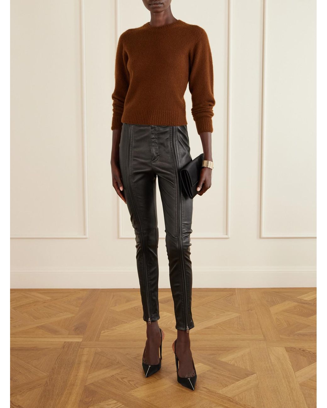 Tom Ford Brown Cropped Cashmere And Silk-Blend Sweater