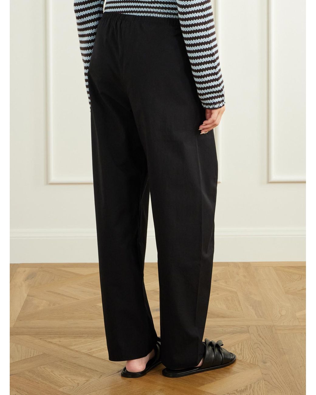 La Ligne Blue Colby Cotton-Poplin Wide-Leg Pants