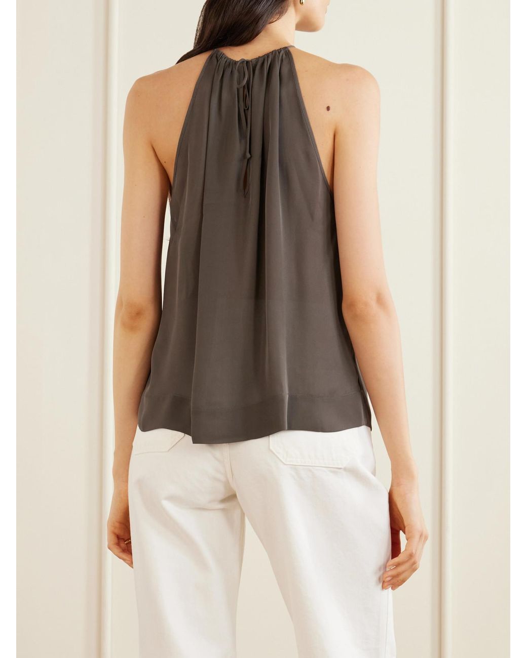Nili Lotan Gray Nikki Silk Halterneck Tank