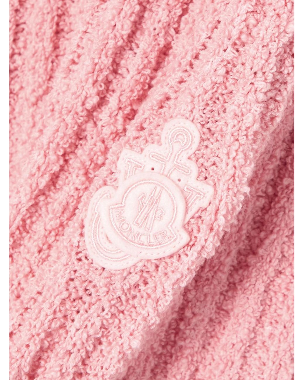 Moncler Genius Pink Jw Anderson Appliquéd Ribbed Cotton-Blend Bouclé Sweater