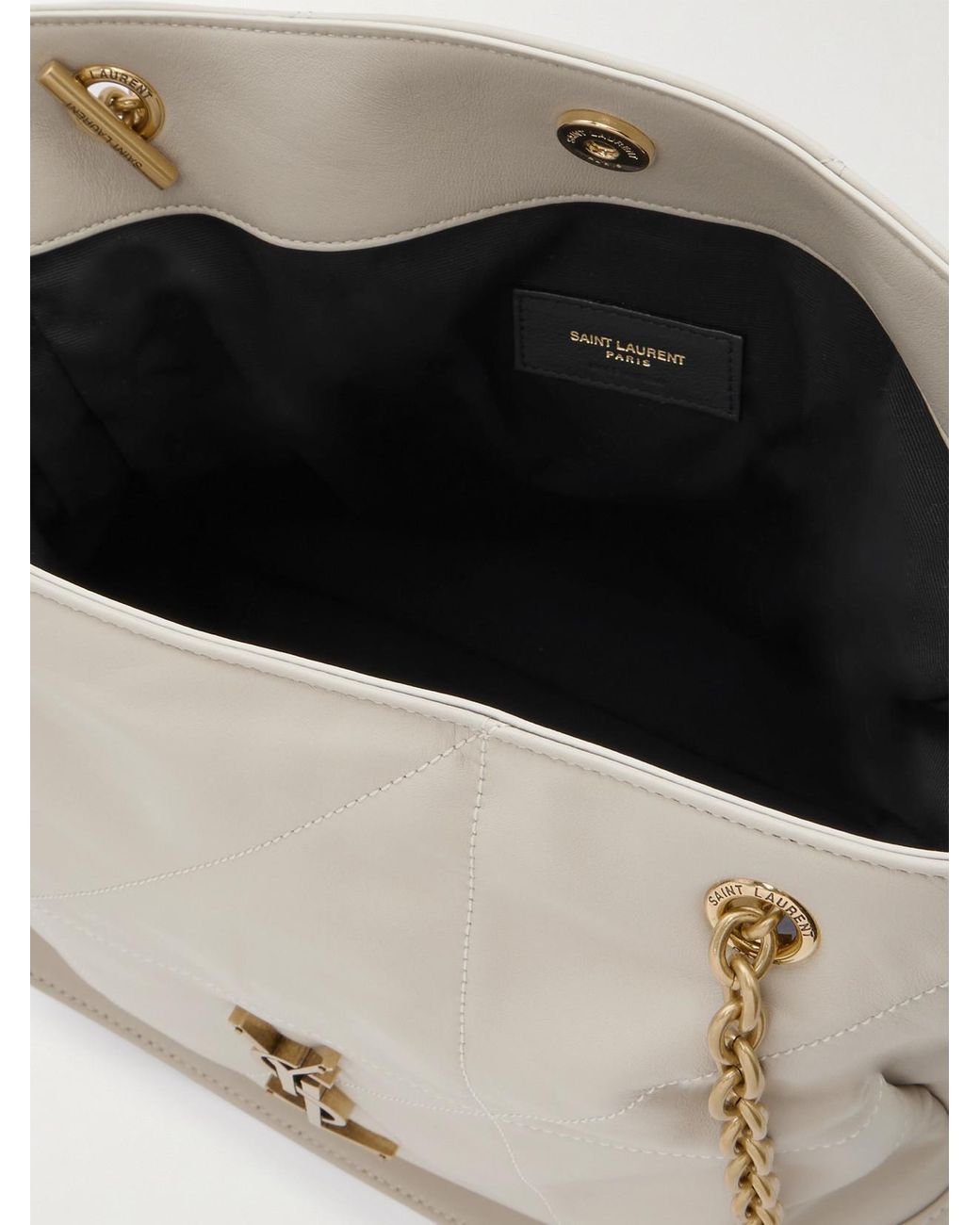 Saint Laurent White Jamie Shopping Small Quilted Leather Shoulder Bag