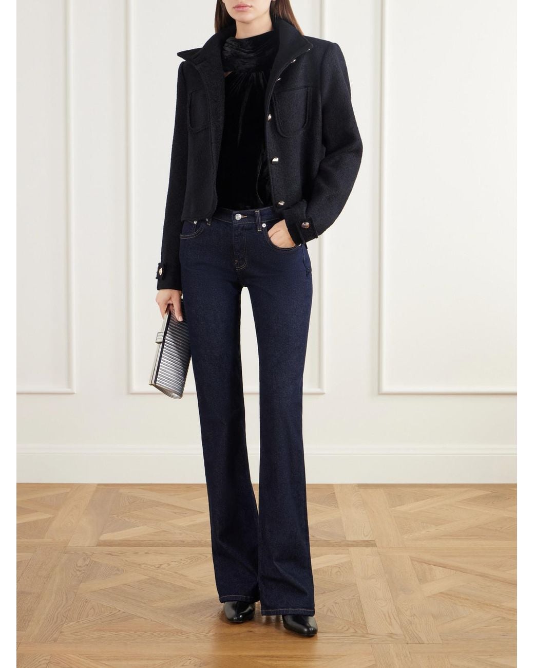 Jonathan Simkhai Blue Wilcox Cropped Wool-Blend Bouclé Jacket