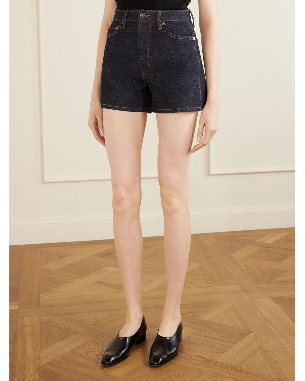 Khaite Blue Danya Straight-Leg Denim Shorts