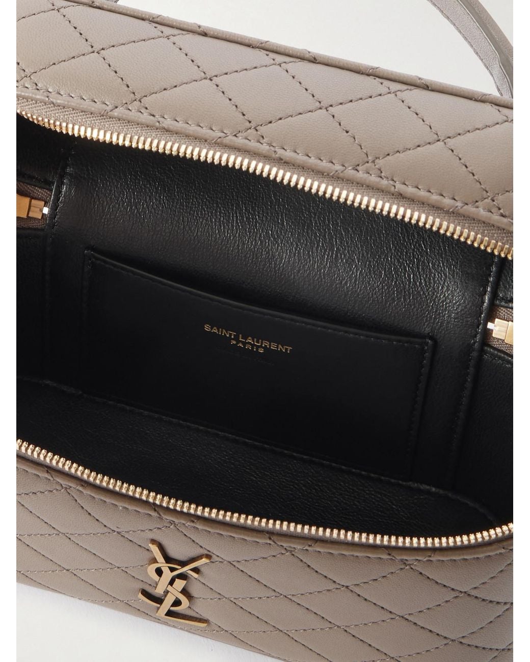 Saint Laurent Brown Gaby Vanity Mini Quilted Leather Top-Handle Bag