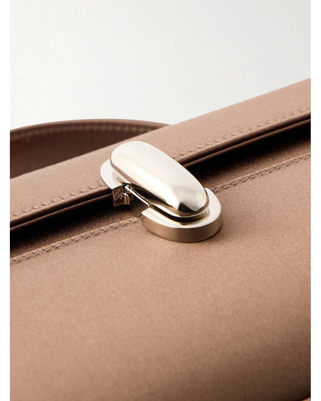 SAVETTE Brown Symmetry Pochette Satin Top-Handle Bag
