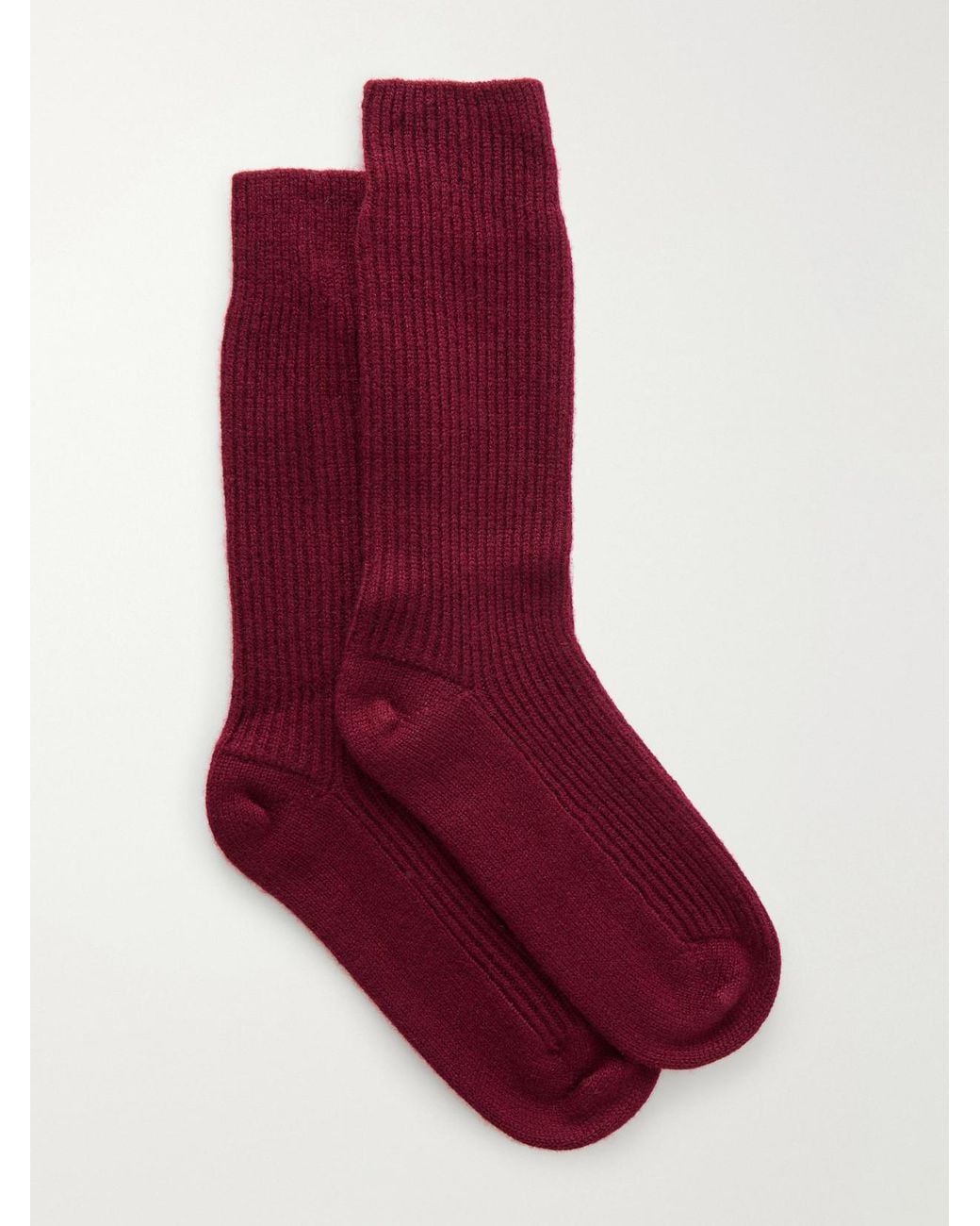 Lisa Yang Red Zera Ribbed Cashmere Socks