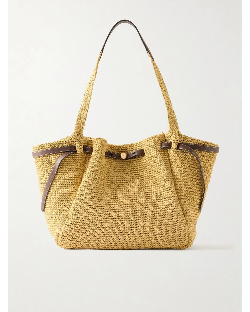 Tory Burch Natural Romy Leather-Trimmed Straw Tote