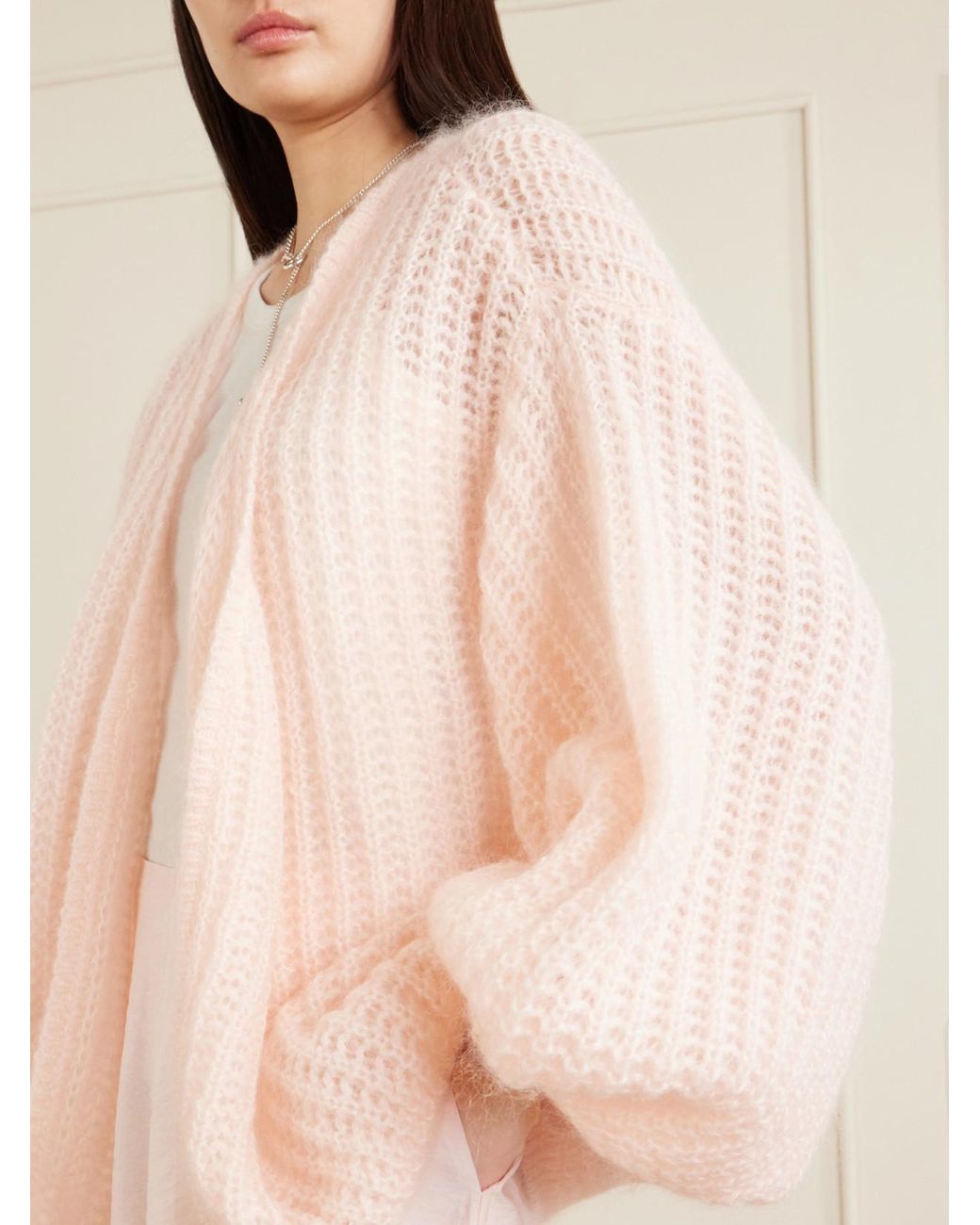 Totême  Pink Open-Knit Mohair-Blend Cardigan