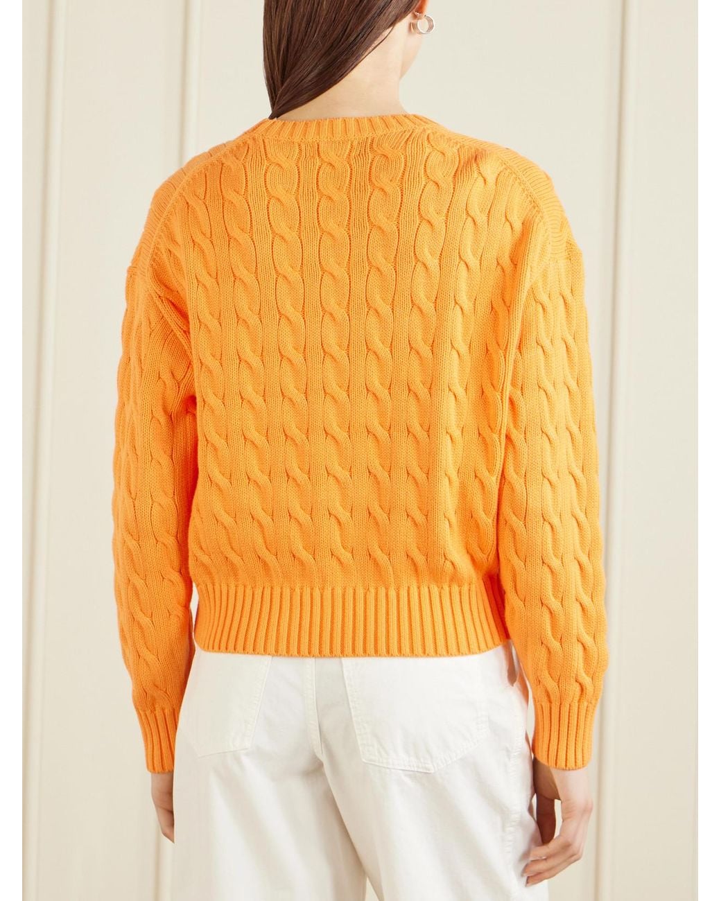 Polo Ralph Lauren Orange Cotton Cable-Knit Sweater