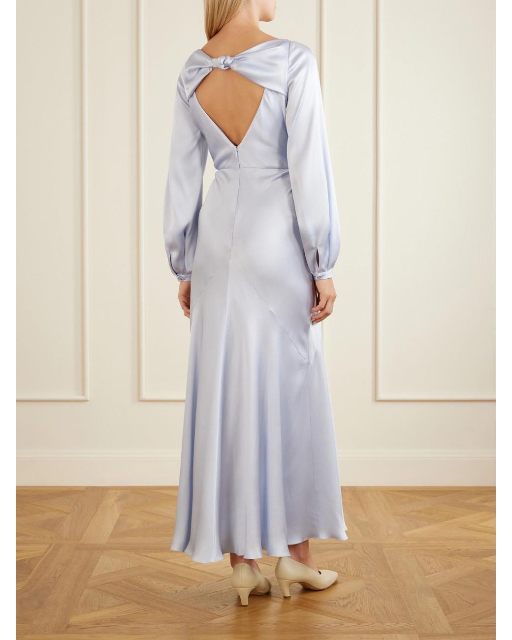 Gabriela Hearst White Peyton Knotted Cut-Out Satin-Silk Maxi Dress