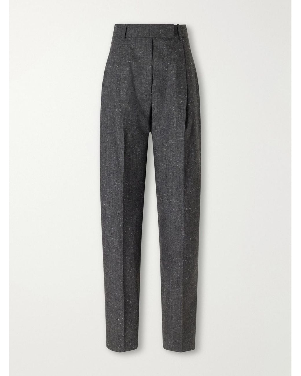 Rohe Gray Daria Pleated Wool-Blend Tapered Pants