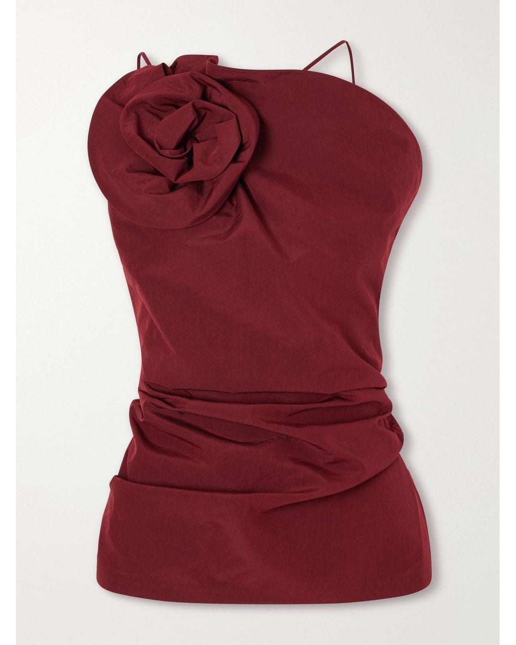 Magda Butrym Red Floral-Appliquéd Cotton And Silk-Blend Cami