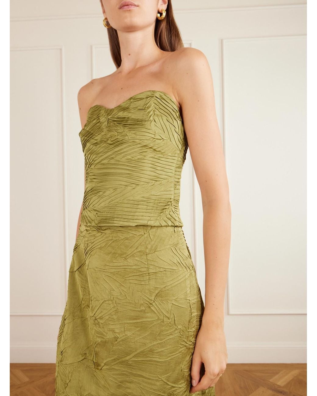 Ulla Johnson Green Heleen Cropped Satin Tank