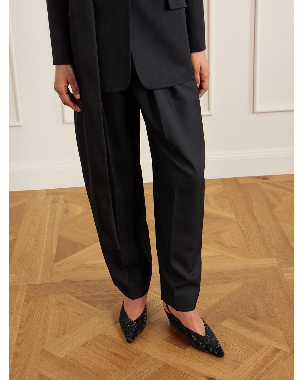 Tory Burch White Crystal-Embellished Leather Wedge Pumps